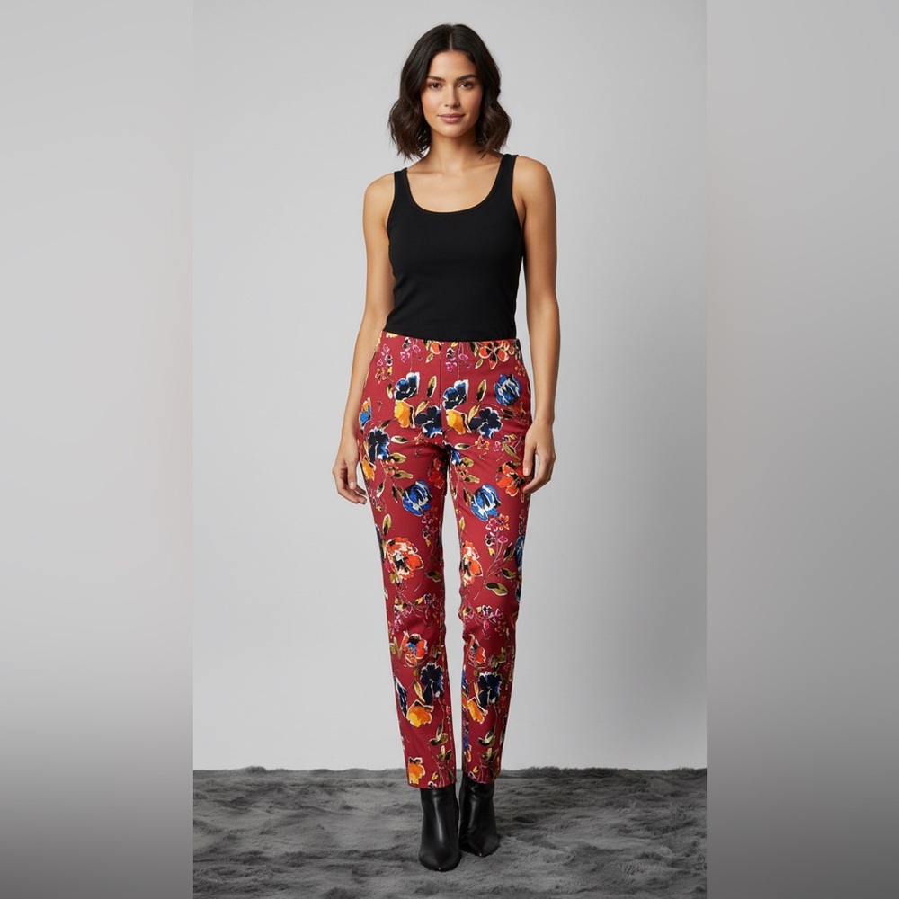 Jules & Leopold Multicolor Floral Straight Leg Pants Stretch Size M